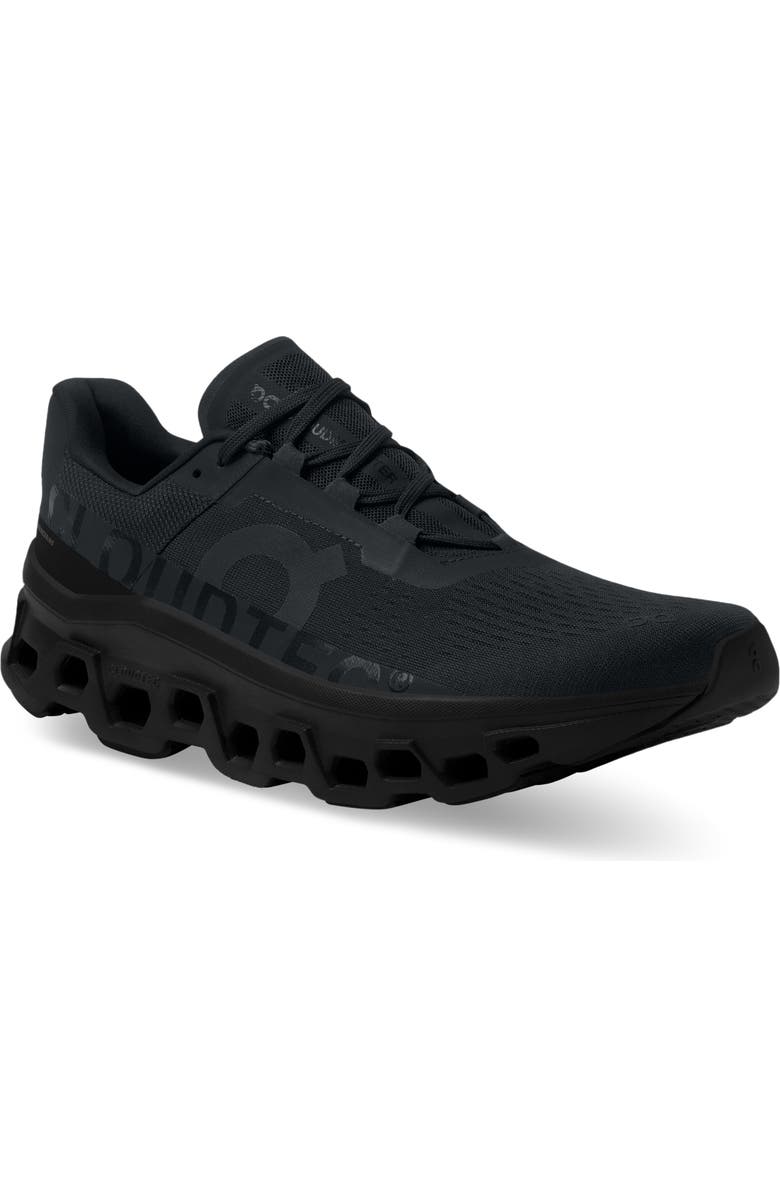 On Cloudmonster Running Shoe, Main, color, All Black