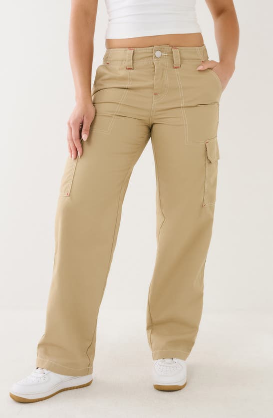 Shop True Religion Brand Jeans Military Cargo Pants In Travertine