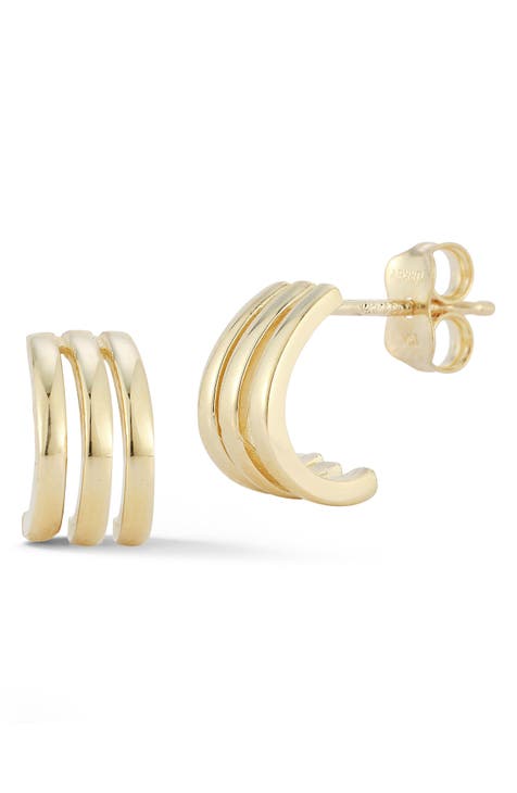 14K Yellow Gold Triple Hoop Earrings