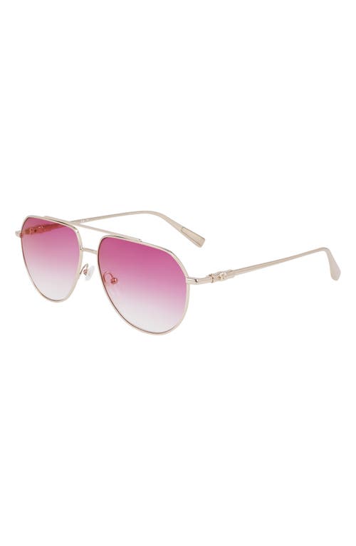 Longchamp Roseau 57mm Gradient Aviator Sunglasses In Gold/gradient Rose