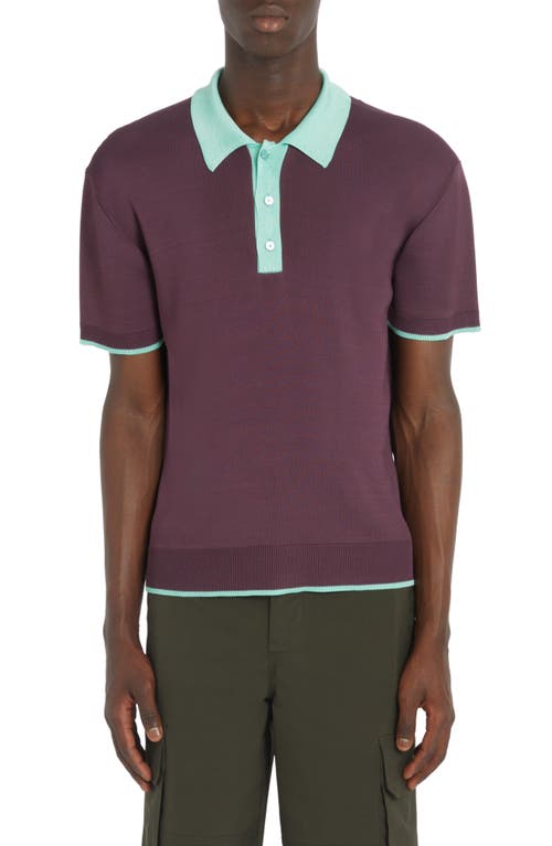 Shop Valentino Contrast Tipped Polo Sweater In Rubin/ice Mint