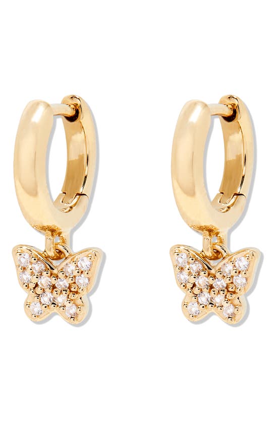 Shop Brook & York Adeline Butterfly Drop Huggie Hoop Earrings In Gold