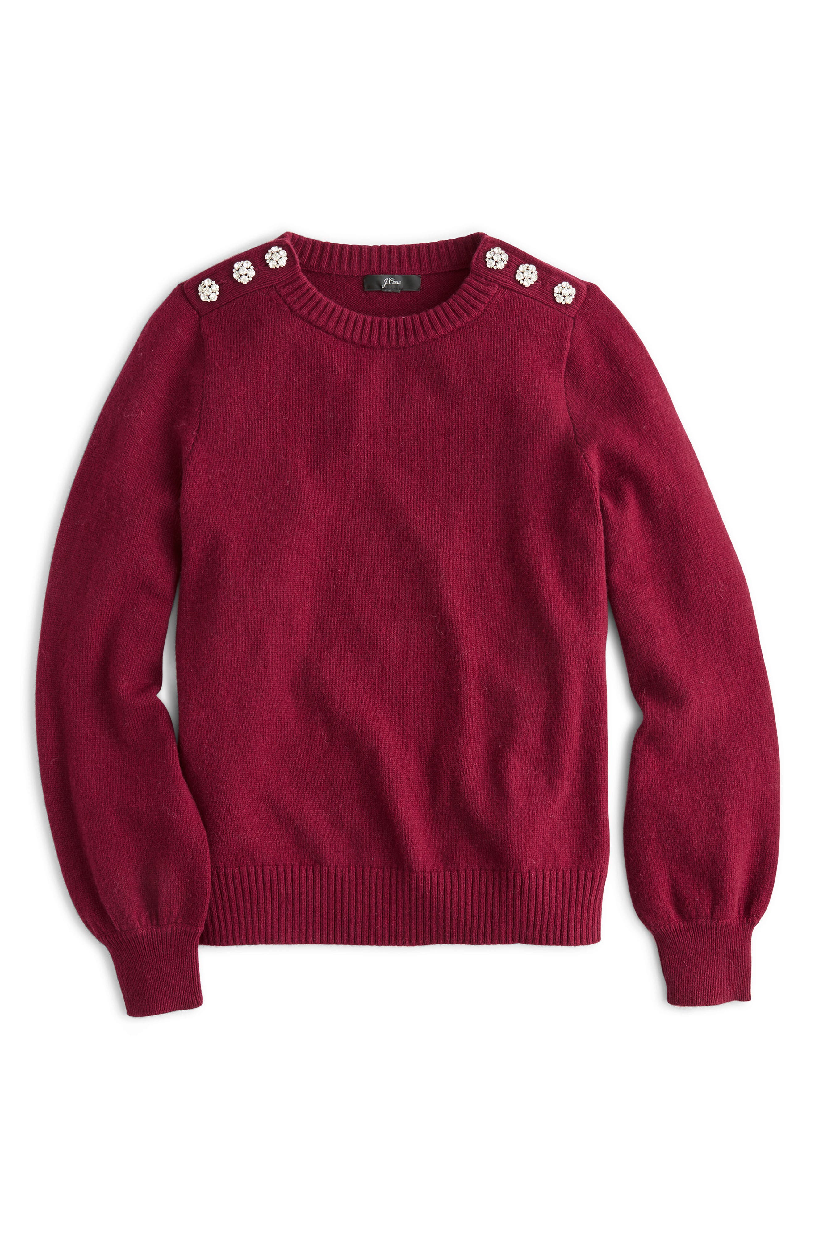 j crew crewneck sweater with jeweled buttons