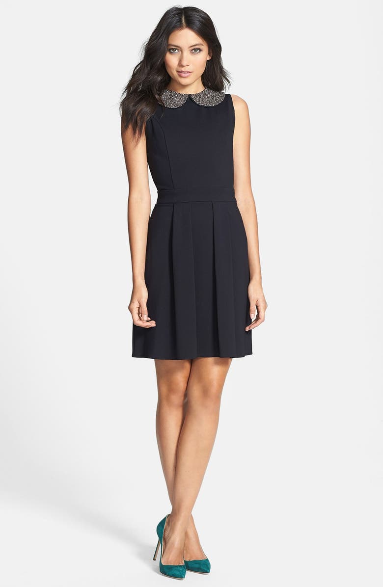 Collective Concepts Beaded Collar Fit & Flare Dress | Nordstrom