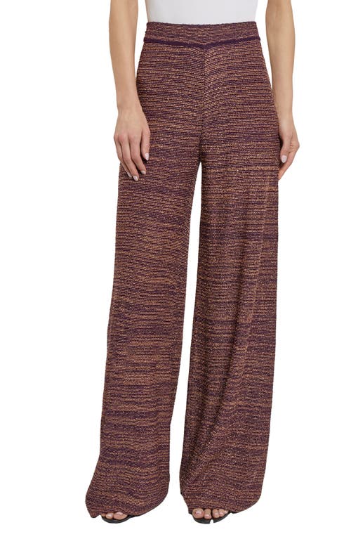Misook Tweed Knit Wide Leg Pants in Ultraviolet/Goldenwood at Nordstrom, Size Medium