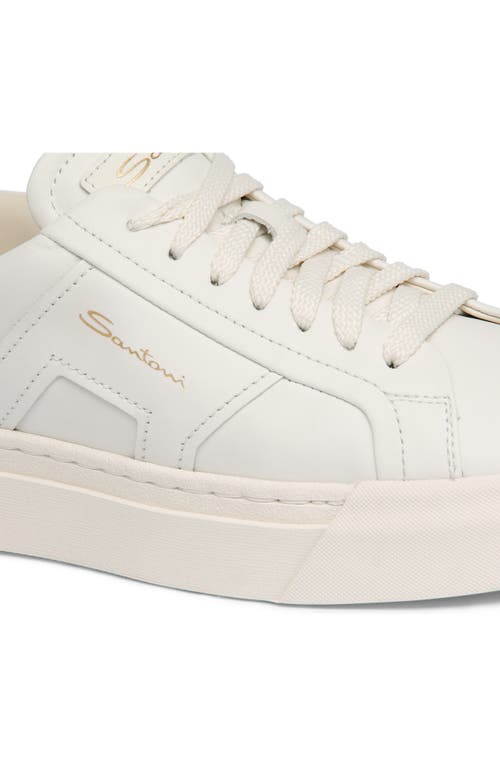 Santoni Women's White Leather Double Buckle Sneaker In White