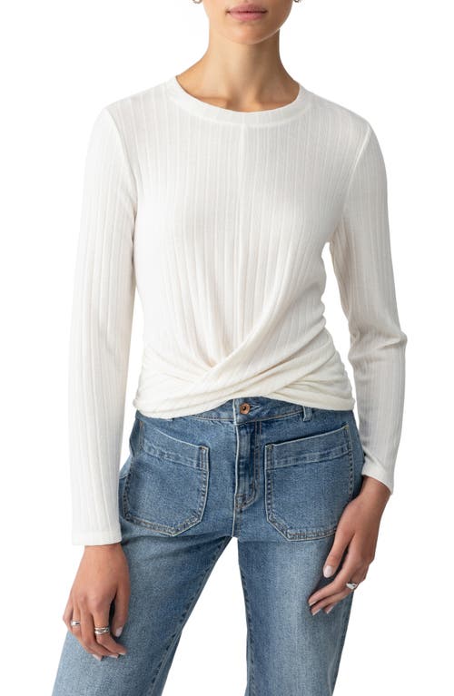 Shop Sanctuary The Twist Front Rib Knit Top In Chalk