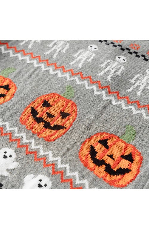 Shop Andy & Evan Kids' Halloween Fair Isle Cotton Blend Sweater In Grey Halloween