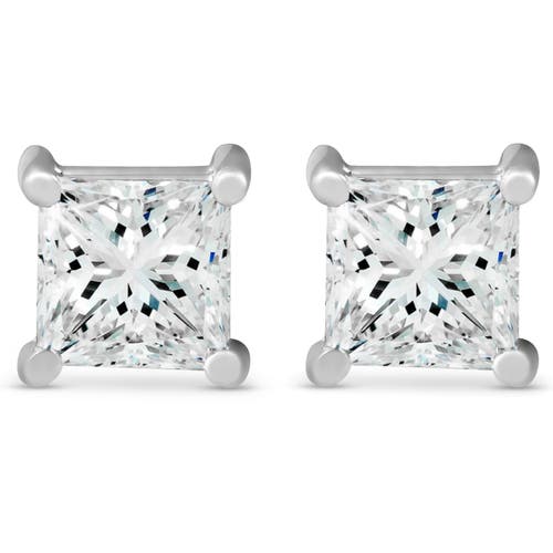 Bliss Diamond 3 Ct Tdw Princess Cut Diamond Screw Back Studs 14k White Gold Lab Grown In 14k White Gold