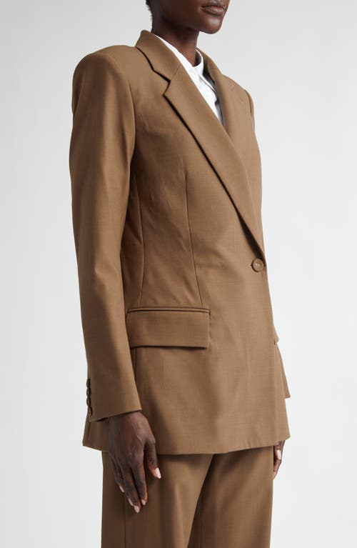 Shop Brandon Maxwell The Riley Split Back Double Breasted Blazer In Desert Palm