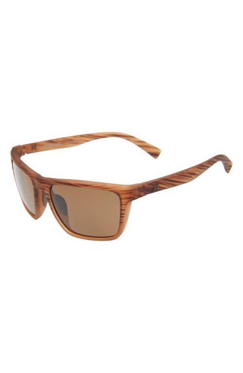 Shop Hurley Cobblestones 57mm Polarized Square Sunglasses In Brown Striated/brown Base