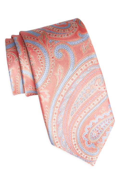 Paisley Silk Tie in Coral