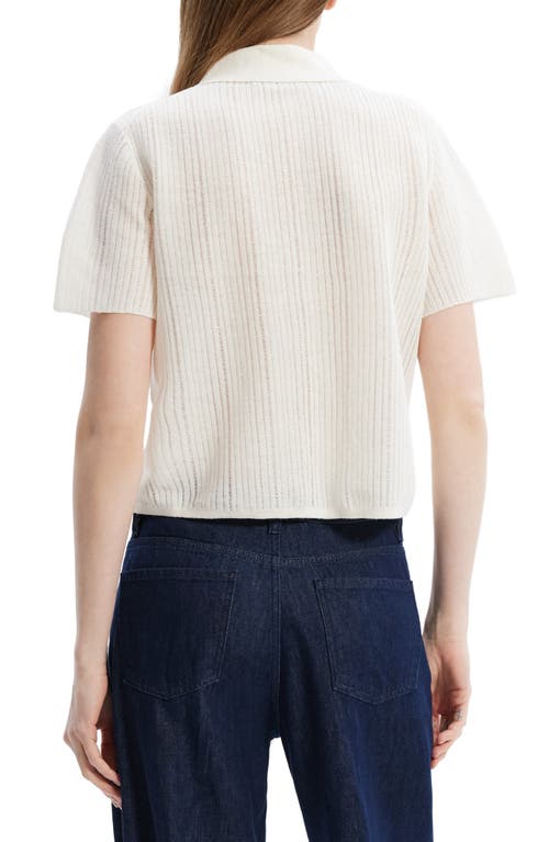 Shop Theory Neo Crop Knit Polo In Bone