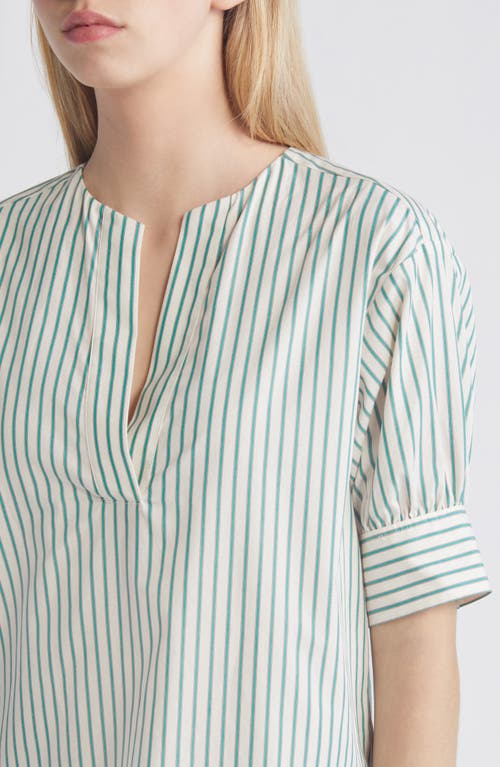 Shop Frame Stripe Cotton Popover Top In Green Gem Multi