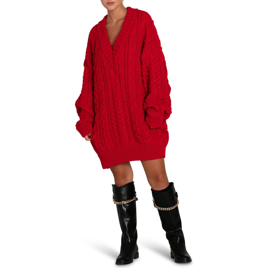 Belle & Bloom Still The One Chunky Oversize Knit In Red