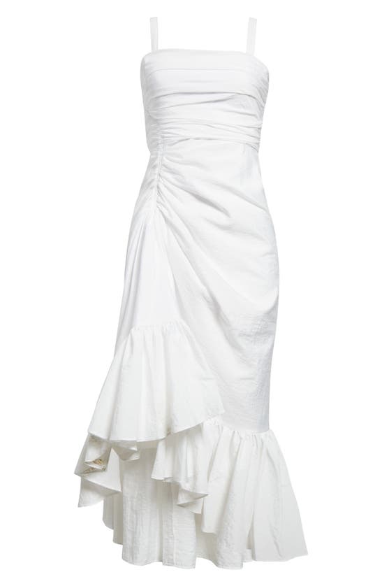 Shop Cinq À Sept Zinnia Ruched Ruffle Dress In White