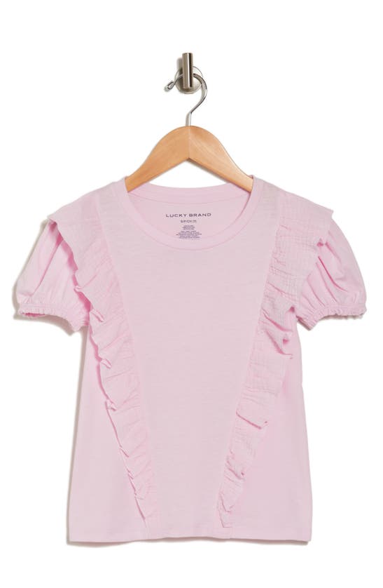 Lucky Brand Kids' Gauze Ruffle Top In Pink