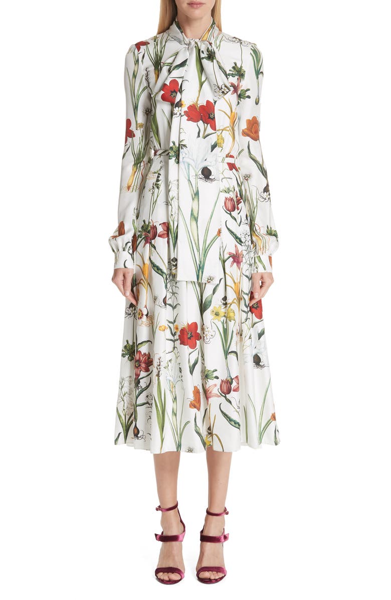 Oscar de la Renta Harvest Floral Silk Twill Dress | Nordstrom