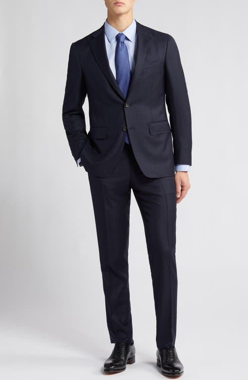 Canali Kei Trim Fit Shadow Plaid Navy Wool Suit at Nordstrom, Us