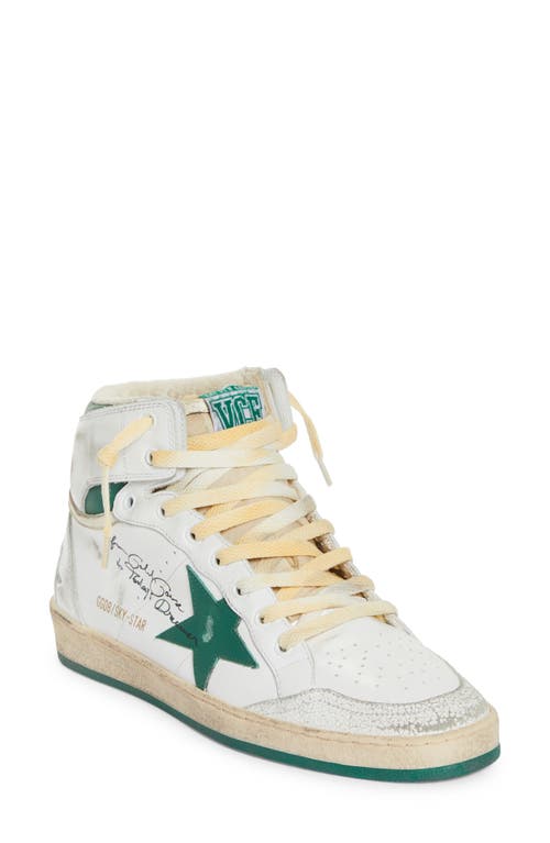 Golden Goose Sky-star High Top Sneaker In White/green