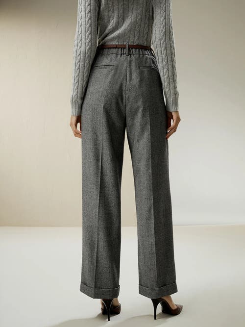 Shop Lilysilk Wide Leg Wool-flannel Suit Trousers In Glen Check