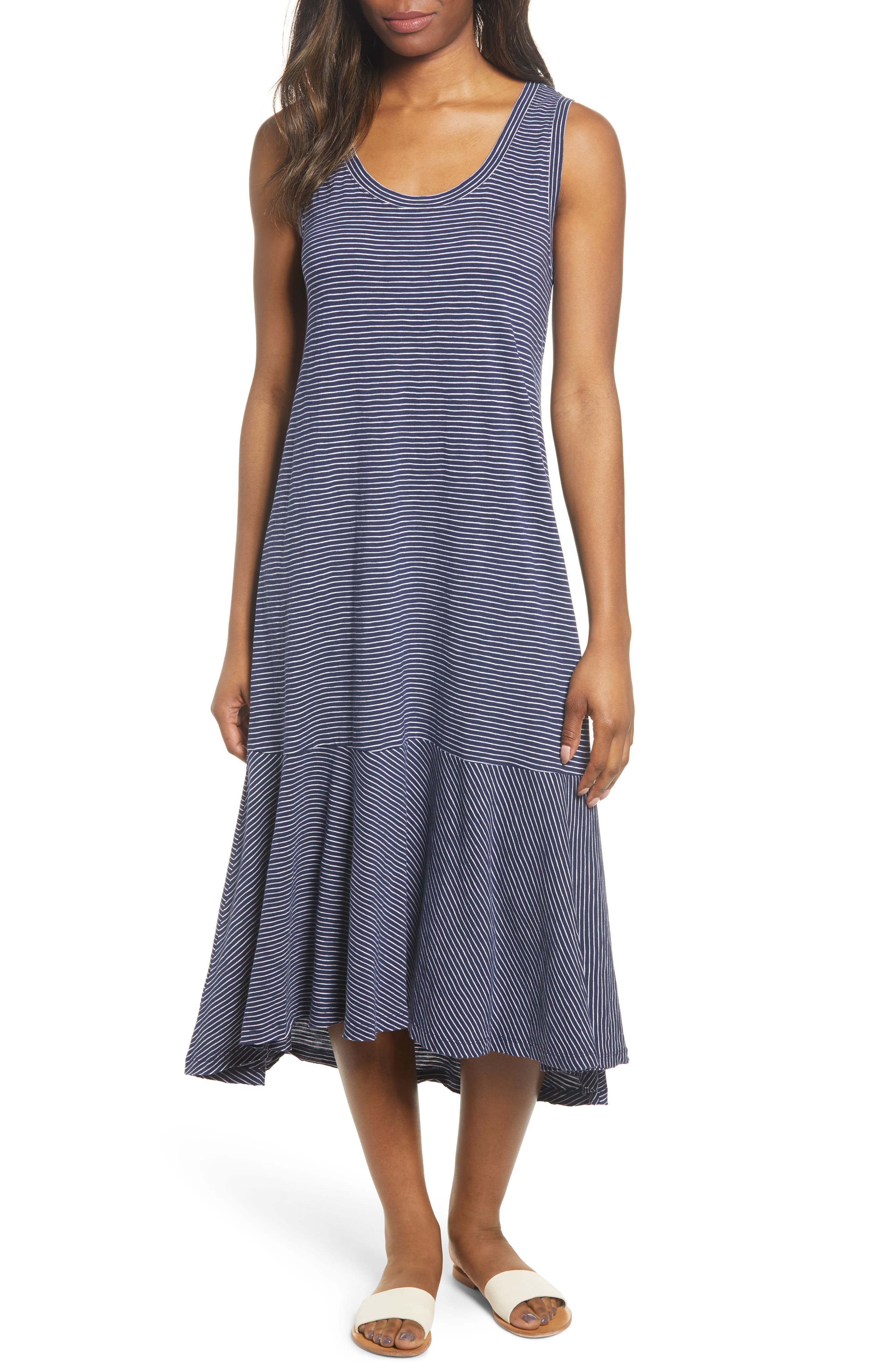 Petite Caslon Drop Waist Jersey Dress, Blue