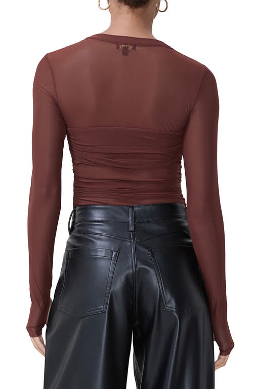 Shop Afrm Sandrine Long Sleeve Mesh Top In Cocoa