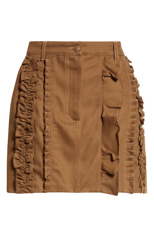 Shop Cecilie Bahnsen Odin Ruffle Cotton Twill Miniskirt In Brown