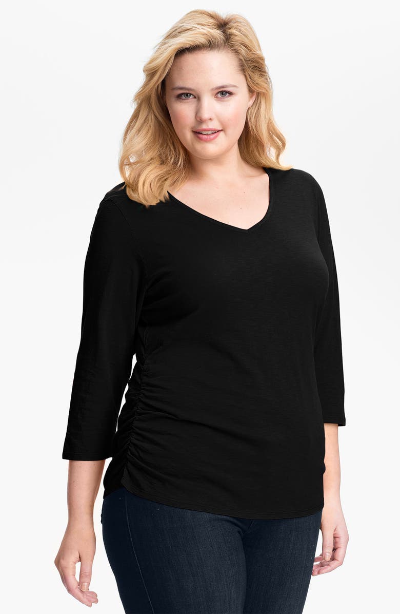 Sejour Ruched Cotton Tee (Plus Size) | Nordstrom