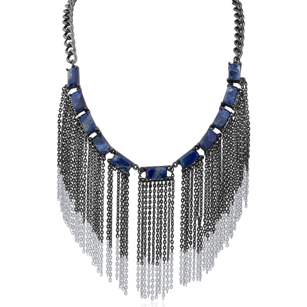 Jardin Sodalite Fringe Necklace In Sodalite/black Rhodium