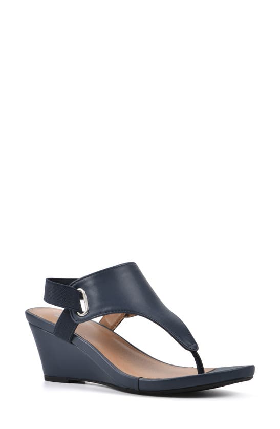 White Mountain Footwear All Dres Wedge Sandal In Navy/ Smooth
