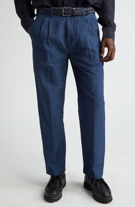 Massimo Alba Strall02 Double Pleat Linen & Cotton Pants In F501 Blue