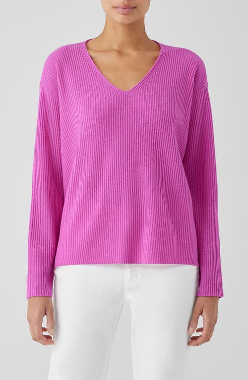 Eileen Fisher V-Neck Cashmere Rib Pullover Sweater at Nordstrom,