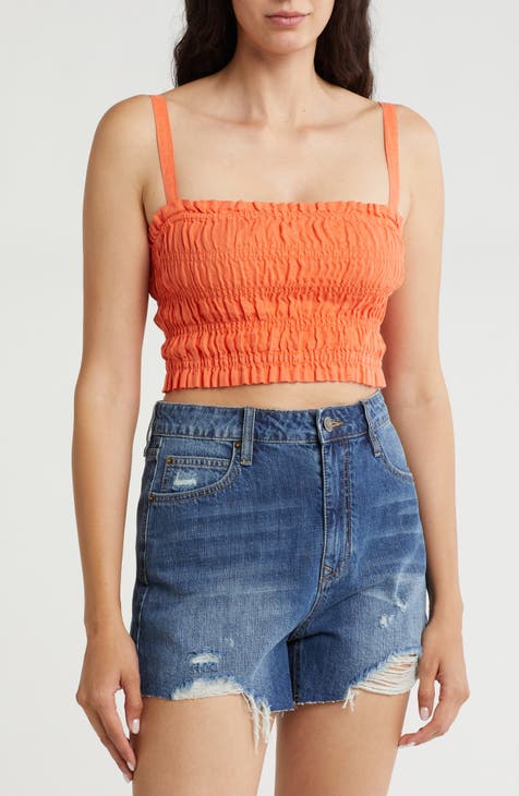 Brooklyn Shirred Linen Crop Top