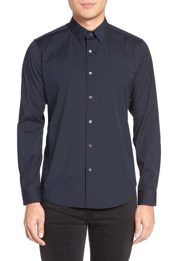 Theory Sylvain Structure Knit Regular Fit Shirt In Eclipse
