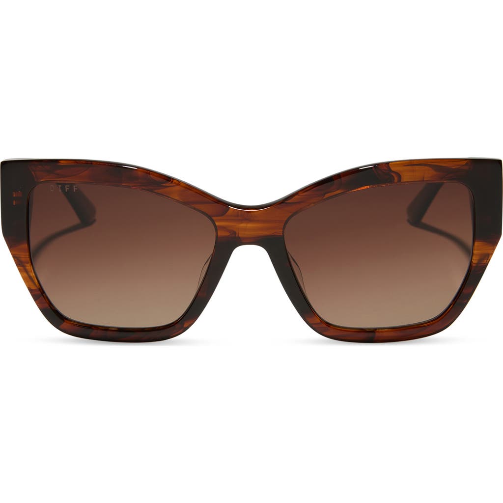 Diff Vivienne 56mm Cat Eye Sunglasses In Brown Gradient