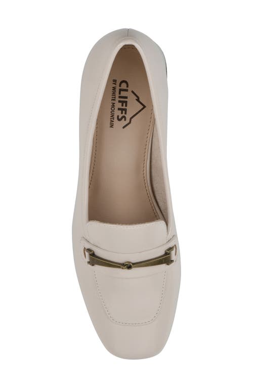 Cliffs By White Mountain Quinna Womens Embellished Patent Loafer Heels In Cream Patent