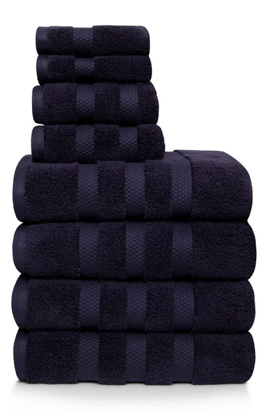Bedhog 8-piece Zero Twist Cotton Towel Set In Navy