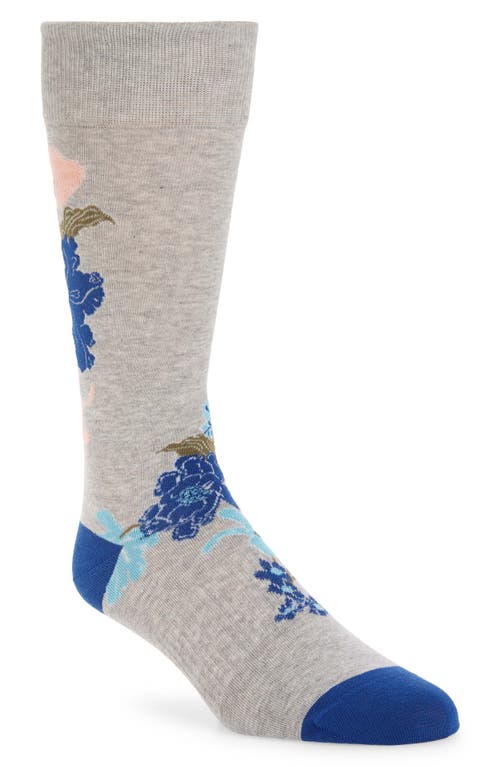 Nordstrom Patterned Crew Socks in Grey Heather Bouquet Floral