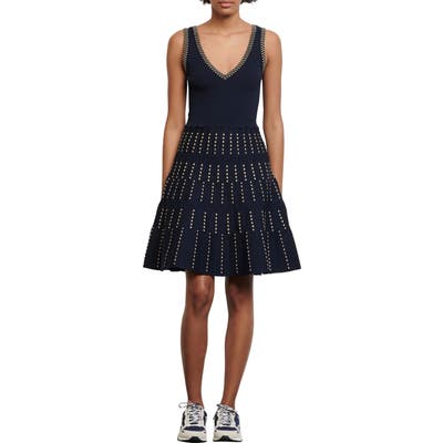Sandro Metallic Knit Dress, 6 FR - Blue