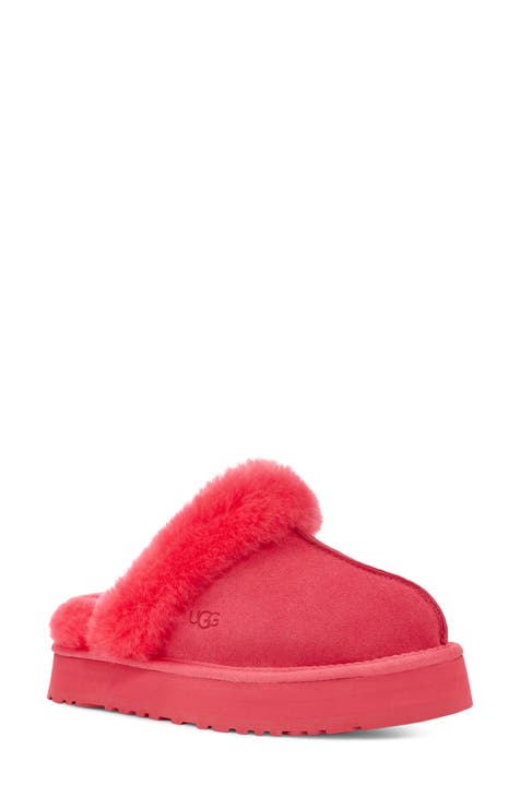 Faux Fur Crossover Slippers - Sleep Accessories - PINK