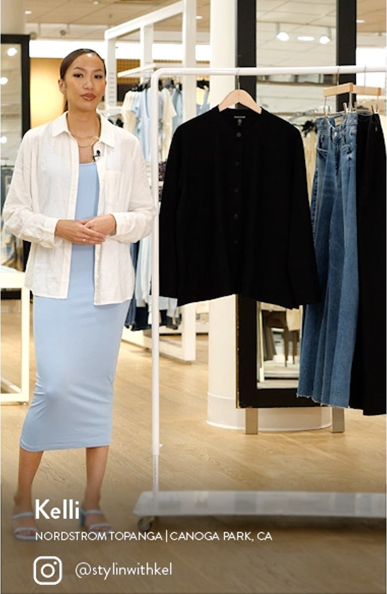 Eileen Fisher Mandarin Collar Wool Shirt Jacket | Nordstrom