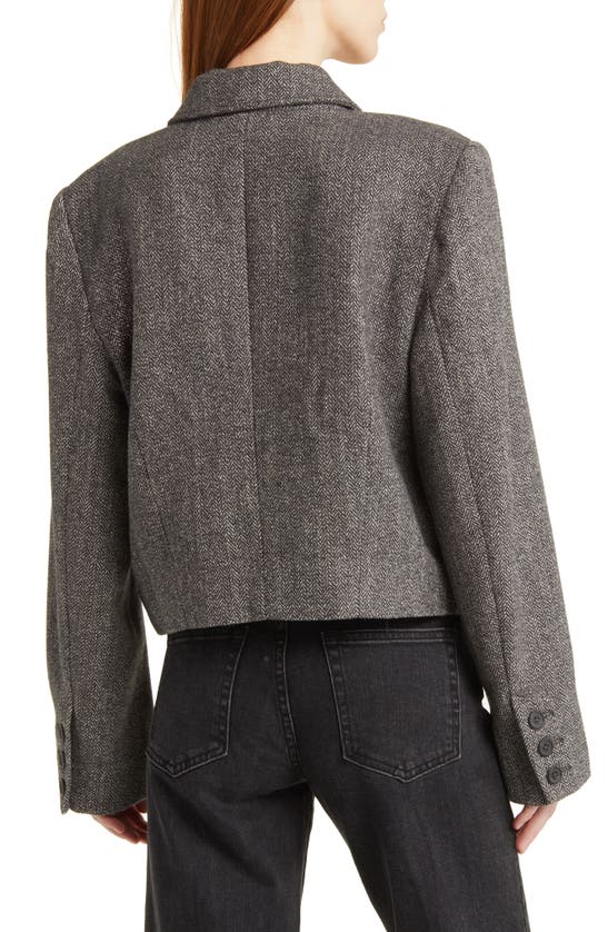 Shop Free People Heritage Double Breasted Crop Blazer In Grey Combo