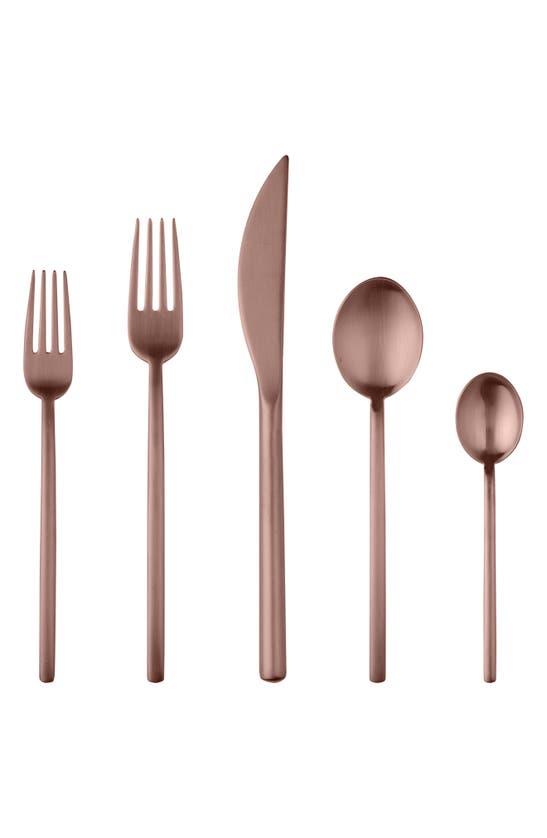 Mepra Due Ice Bronze 5-piece Stainless Steel Cutlery Set In Rose Gold