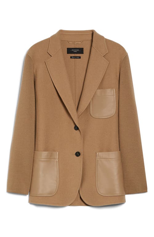 Shop Max Mara Weekend  Unicum Mixed Media Virgin Wool Jacket In Camel