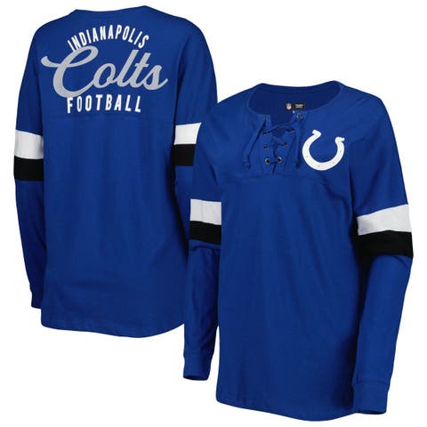 Women's Fanatics Branded Royal/Gold Los Angeles Rams True to Form Raglan Lace-Up V-Neck Long Sleeve T-Shirt