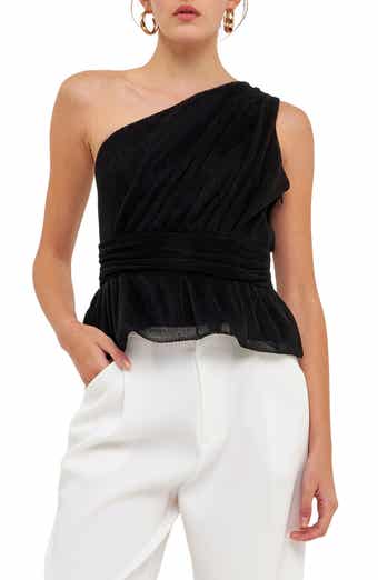 Endless Rose One-Shoulder Textured Tulle Top