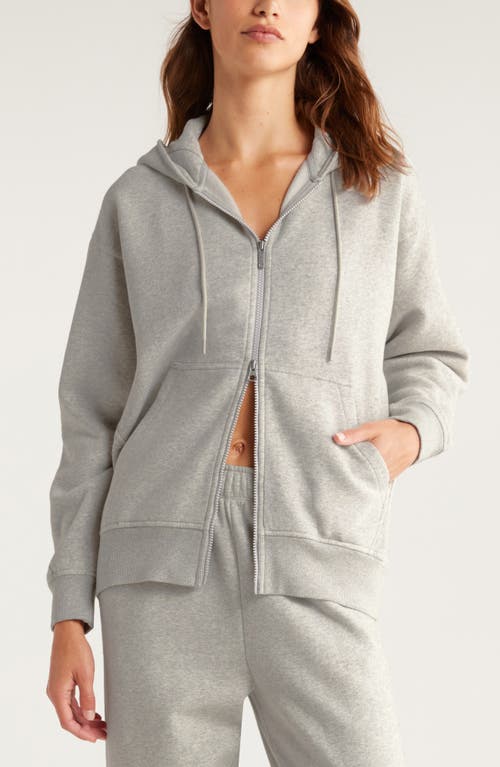 Shop Zella Cloud Fleece Zip Hoodie In Grey Light Heather