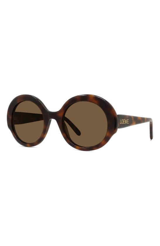 Loewe Thin 52mm Round Sunglasses In Dark Havana / Brown