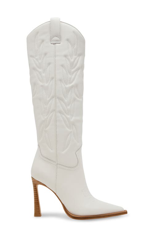 Shop Steve Madden Kinzee Pointed Toe Western Boot In White Leather